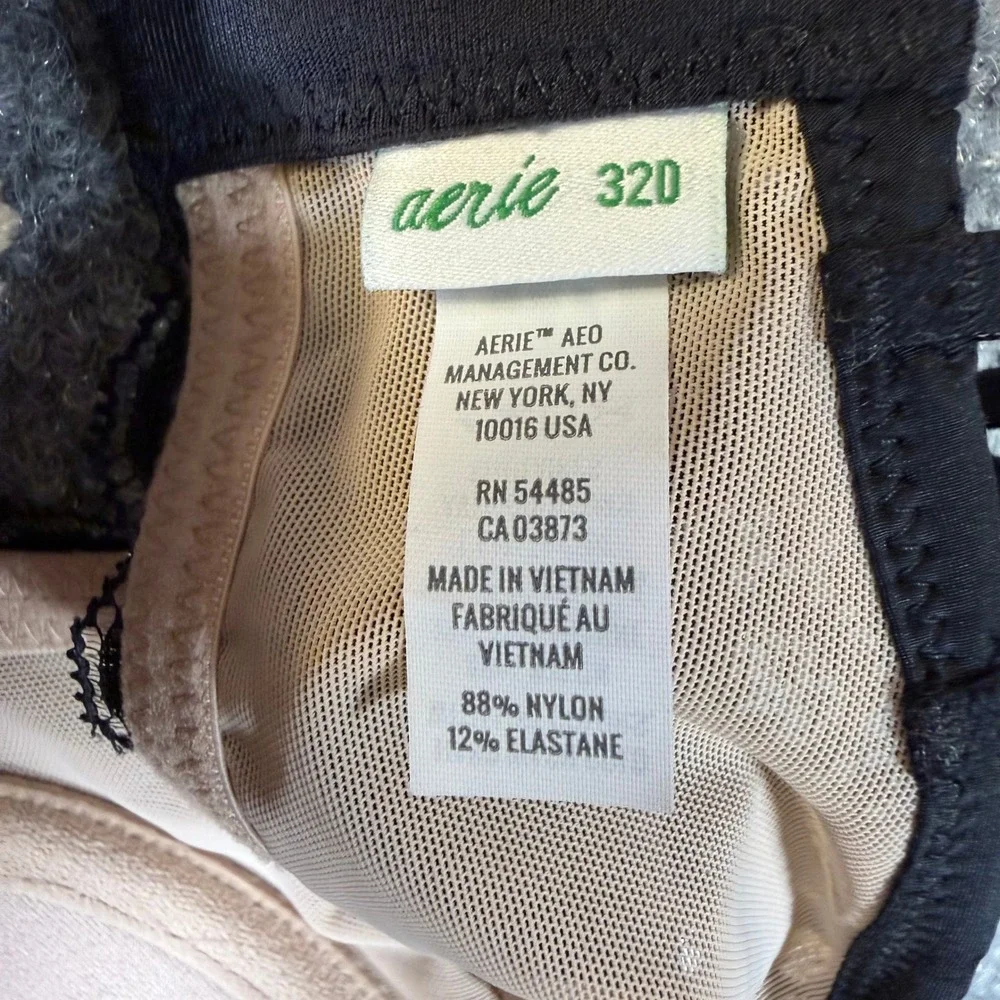 Aerie‎ Balconette Bra Black Lace Longline Underwire 32D 079-8791-03287 NEW